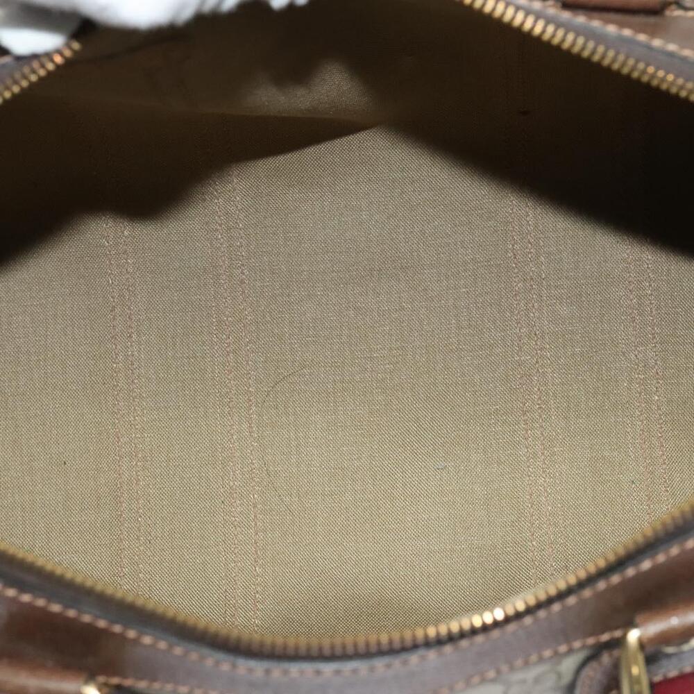 GUCCI GG Supreme Web Sherry Line Hand Bag Pvc Beige Gold Red - Picture 15 of 16